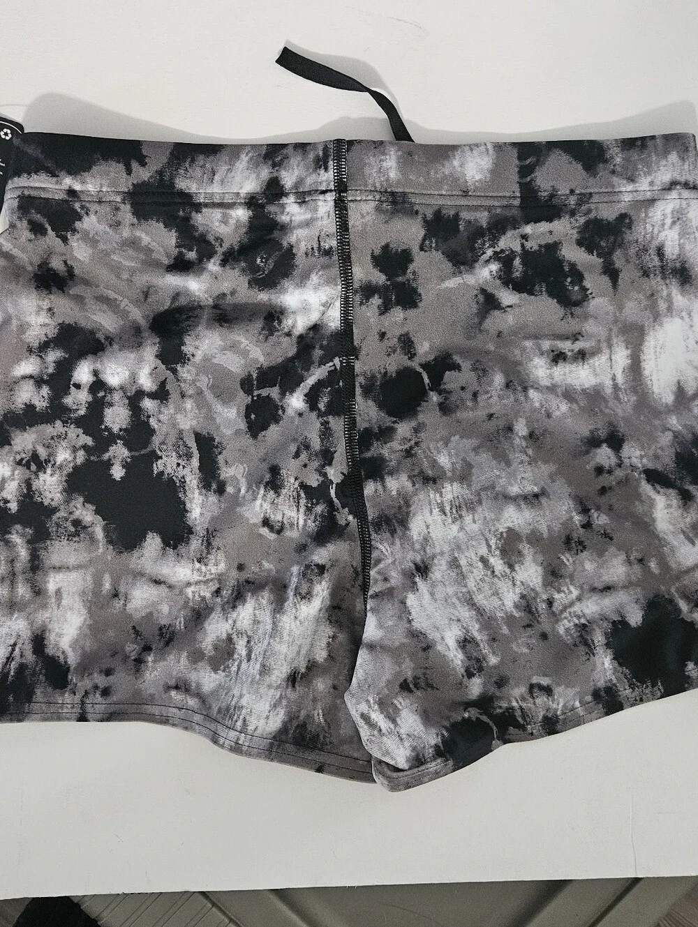 Speedo Size M PowerFlex Eco Black White Marbled Tie Dyed Boys Mens Swim Trunks